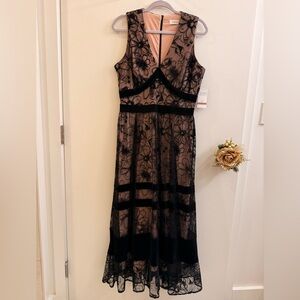 Taylor Black and Nude Floral Dress